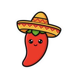 Red Chili Pepper with Sombrero Sticker