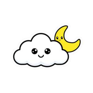 Crescent Moon Cloud Sticker