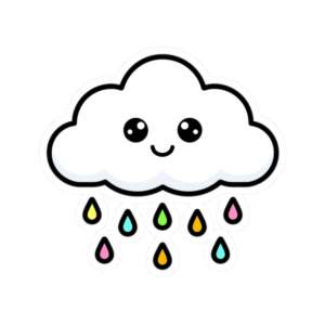 Cloud With Rainbow Raindrops Sticker