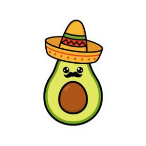 Avocado with Sombrero Sticker