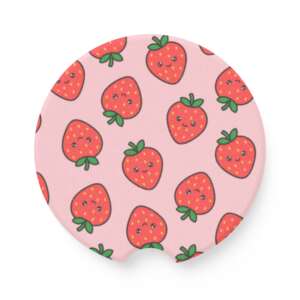 Strawberry Set of 2 Soapstone Car Coasters