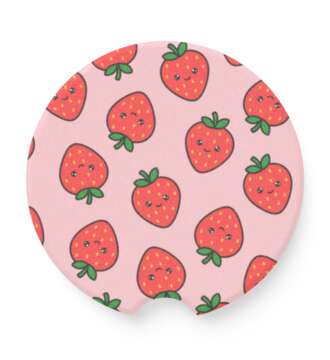 Strawberry Set of 2 Soapstone Car Coasters
