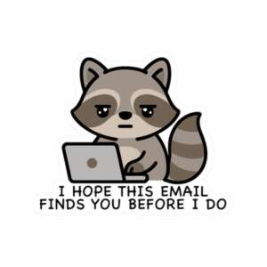 I Hope This Email Finds You Before I Do Racoon Sticker