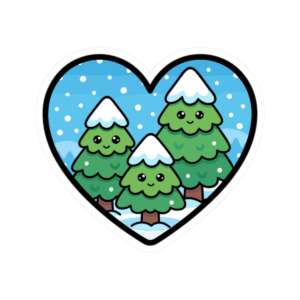 Heart-Shaped Snowy Forest Sticker