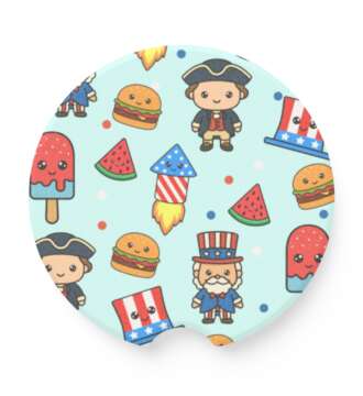 Fourth of July Set of 2 Soapstone Car Coasters