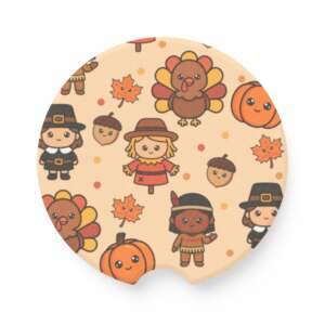 Thanksgiving Set of 2 Soapstone Car Coasters