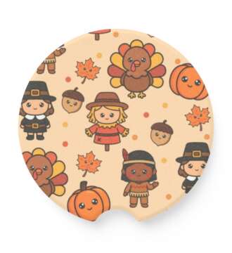 Thanksgiving Set of 2 Soapstone Car Coasters