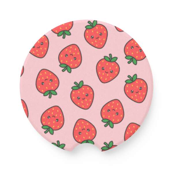 Strawberry Set of 2 Soapstone Car Coasters