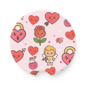 Valentines Day Set of 2 Soapstone Car Coasters