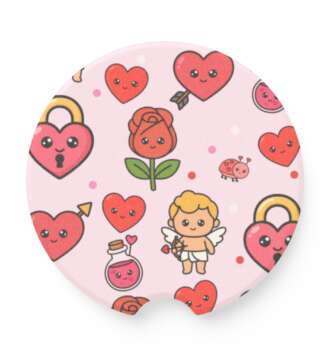 Valentines Day Set of 2 Soapstone Car Coasters
