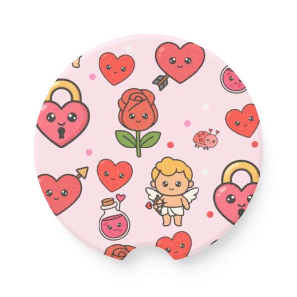Valentines Day Set of 2 Soapstone Car Coasters